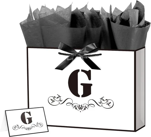 Vista 24 de ysmile Bolsa de regalo de letras con papel de envoltura para hombres, mujeres, niños y niñas, bolsa de papel grande de 16 pulgadas, color blanco
