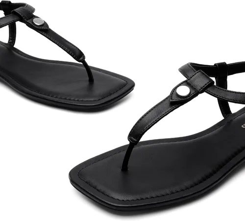 Vista 4 de DREAM PAIRS Women's SDFS2301W T-Strap Thong Flat Sandals with Cute Square Toe Strappy for Summer