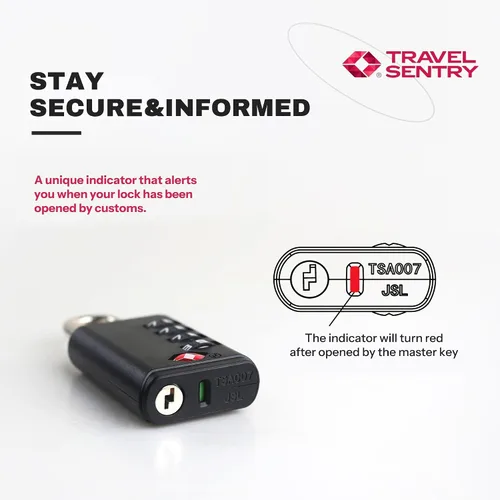 Vista 2 de Cerraduras TSA para equipaje, candado de combinación pequeña con indicador de alerta, cerraduras de equipaje aprobadas por la TSA para artículos