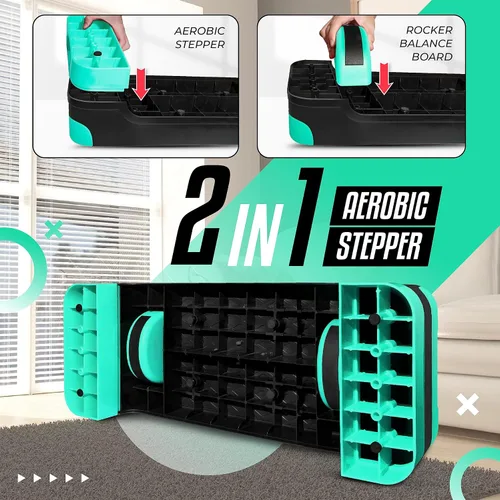 Vista 4 de Yes4All Plataforma de Step Aeróbico Ajustable 2 en 1 Stepper para Ejercicios de Fitness con Patas de Tabla de Equilibrio Basculante