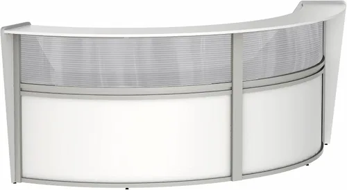 Vista 28 de Linea Italia Oficina curvada, transparente, fácil de montar, mostrador de recepción de 3 paneles para vestíbulo, salón, 142 x 71 pulgadas