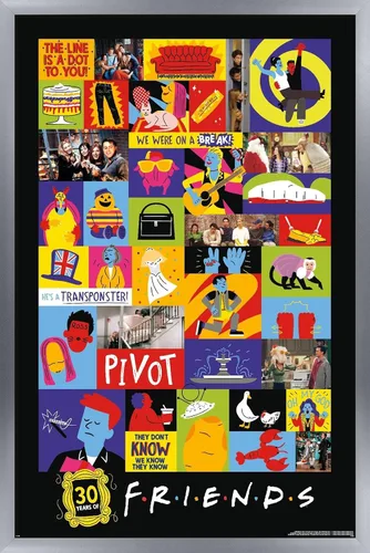 Vista 11 de Trends International Friends 30th - Póster de pared con cuadrícula, 22.4 pulgadas de largo x 14.7 pulgadas, versión enmarcada en madera de granero