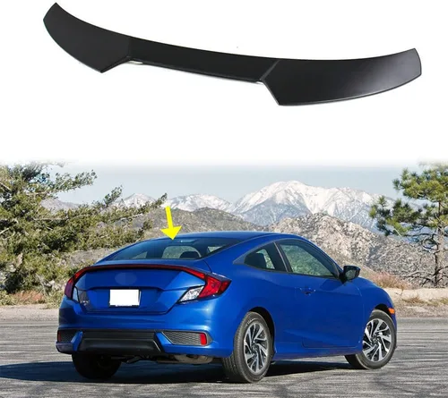 Vista 2 de Compatible con el alerón de techo trasero Civic 10th 2D Coupé 2016-2020 tipo R sin pintar