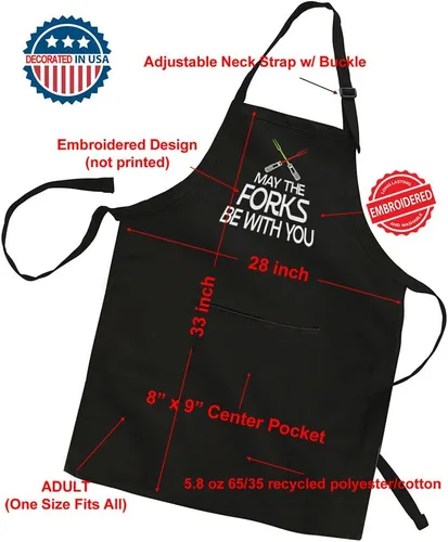 Vista 5 de Delantal de chef personalizado para hombres, diseño bordado personalizado, cocina profesional, barbacoa, parrilla, para papá, decorado en Estados