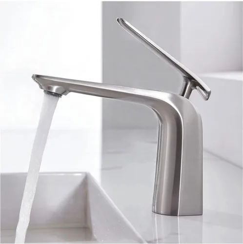 Vista 17 de TOCALOCA Grifos Altos de Baño Oro Cepillado, Grifo de Palanca de Una Sola Manija con Un Orificio para Lavabo de Vasija, Grifo de Lavabo de Latón