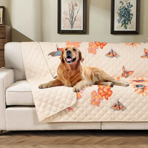Vista 25 de Funda reversible para cama de perro con forro impermeable, funda deslizable resistente al agua, protector de muebles y manta para mascotas, funda