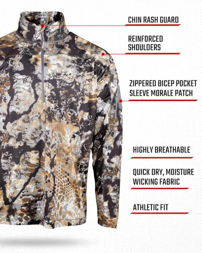 Vista 3 de Kryptek Men's Valhalla 2 Long Sleeve Half Zip, Lightweight Camo Hunting Shirt