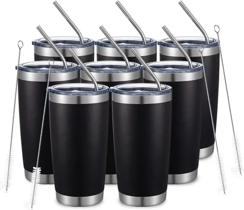 Vista 38 de COMOOO Vaso Térmico de 20 onzas al por Mayor con Aislamiento al Vacío de Doble Pared, Taza de Viaje de Acero Inoxidable con Tapa y Pajita