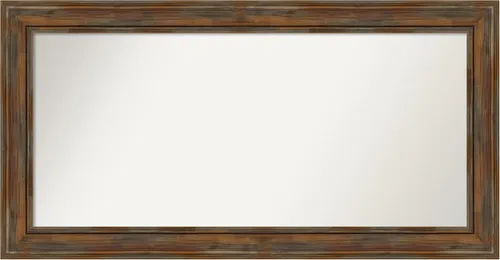 Vista 154 de Amanti Art Espejo de baño marrón para sobre fregadero, 26 x 26 pulgadas, espejo de tocador cuadrado marrón rústico Alexandria, marco de madera