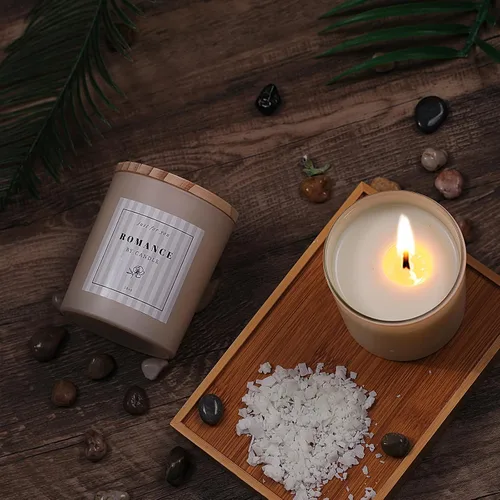 Vista 5 de REISEN 12 tarros de vela de ámbar surtidos para hacer velas, tarros de vela vacíos de 10 onzas con tapas y etiquetas de bambú, tarros de vidrio