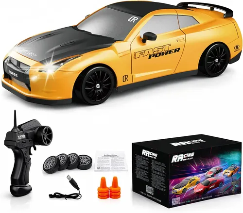 Vista 10 de Auto de control remoto RC Drift Car 2.4GHz escala 1:24 4WD 15KM/H Modelo de vehículo de alta velocidad con luces LED Neumático de Derrape Coche