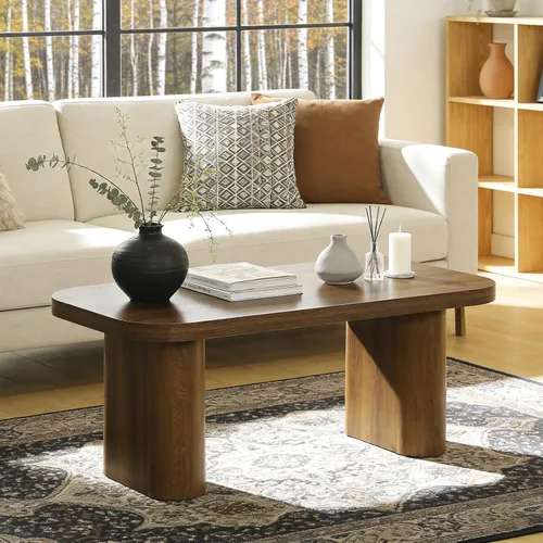 Vista 4 de Tribesigns Mesa auxiliar rectangular de 47 pulgadas, mesa central de decoración de granja con esquinas redondeadas y base resistente para sala