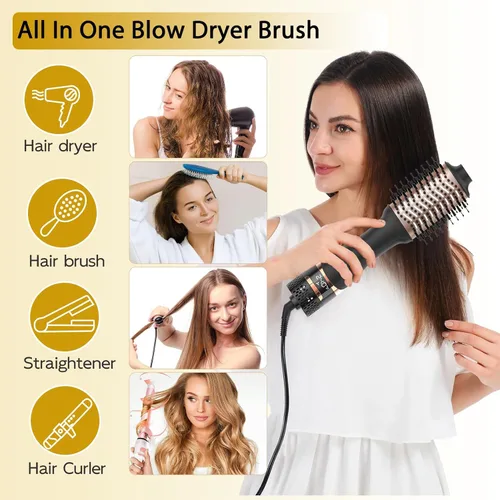 Vista 2 de Nicebay Cepillo secador de pelo, cepillo secador de pelo para mujer, estilo rápido, cepillo de soplado de un solo paso con pantalla