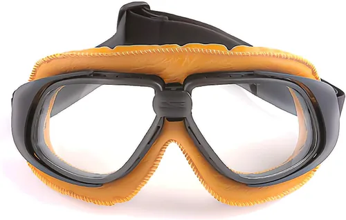 Vista 30 de Anteojos de seguridad para motociclismo, motonetas, medio casco clásico para Vespa, estilo aviador, plegable con lentes transparentes T008 Marco