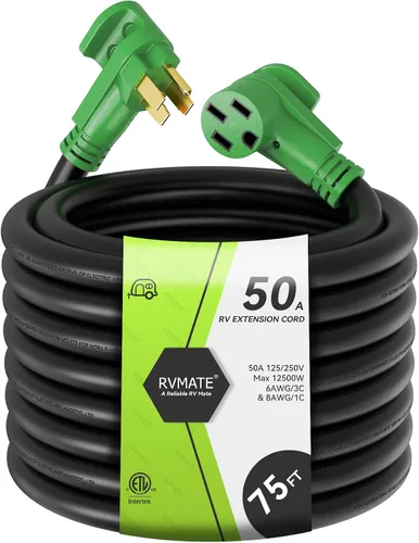 Vista 15 de RVMATE Cable de extensión de alimentación con cerradura para RV/generador de 50 amperios y 25 pies, mango de fácil enchufe, 14-50P a SS 2-50R
