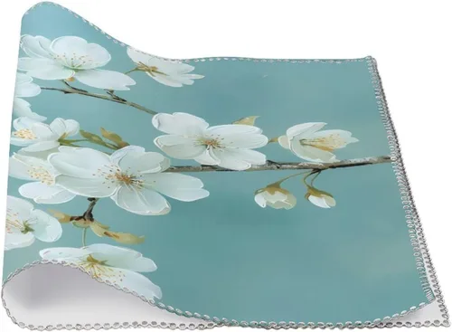 Vista 3 de Cherry Flower Branch Placemats Set of 6 Resistant Table Mats Washable Place Mats for Dinner Party Table Decoration