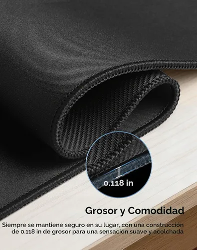 Vista 5 de Reniteco Alfombrilla de mouse grande para oficina y juegos, 27.6 x 11.8 x Negro