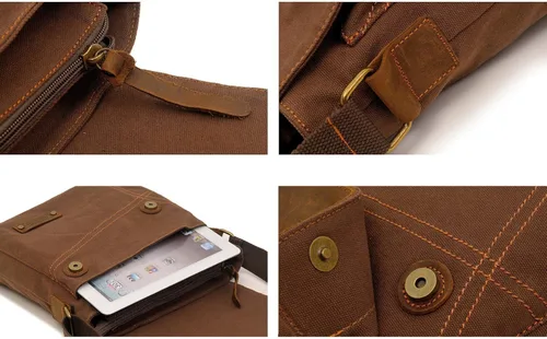 Vista 5 de Bolso de mensajero, bolso de hombro de lona pequeño vintage