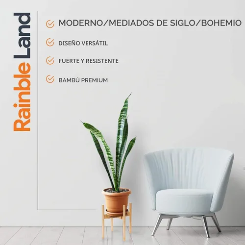 Vista 7 de RAINBLELAND Soporte para plantas de interior, soporte alto ajustable de madera para plantas, soporte para macetas de interior, soporte para macetas