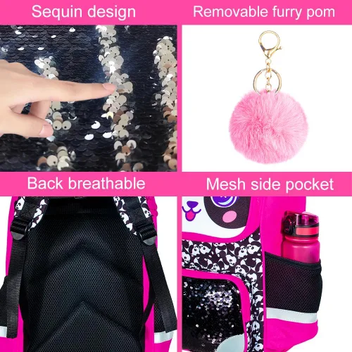 Vista 55 de KLFVB Mochila de 3 piezas para niñas y niños, bolsa de libros de dinosaurio de unicornio de 15 pulgadas con lonchera, bolsa escolar preescolar