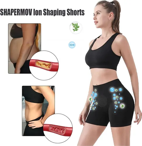 Vista 4 de Oplviude SHAPERMOV Pantalones cortos moldeadores de iones, tela transpirable y cómoda, contiene tela de turmalina, pantalones cortos con control