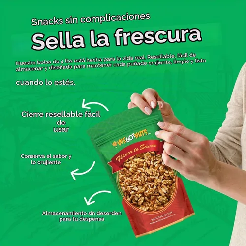 Vista 7 de Dos libras de nueces de California, 100% naturales, SIN PPO, sin conservantes, con cáscara, crudas - We Got Nuts