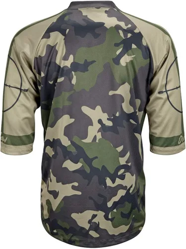 Vista 2 de World Jerseys Outlaw Camo Green - Maillot de ciclismo de montaña para hombre (manga 34), color verde