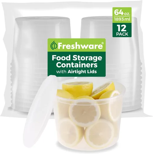 Vista 14 de Freshware Contenedores de almacenamiento de alimentos con tapas [8/16/32 oz x 20 cada uno, 60 juegos] recipientes para delicatessen, aptos
