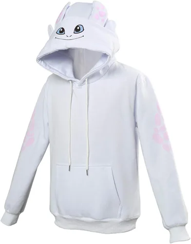 Vista 2 de Eusnady Toothless Hoodie for Kids Coat Fleece Night Fury Costume with Ears Animal Dragon Sweater for Teen Boys Girls Gift