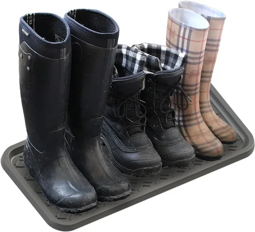 Vista 2 de Sun Dolphin Boot Tray for Entryway Indoor, Heavy Duty Plastic Shoe Tray, Water Resistant Shoe Mat Tray Multipurpose Boot Mat