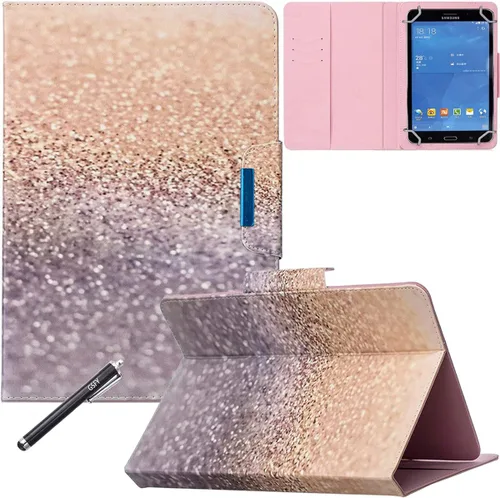 Vista 16 de NewShine - Funda universal de 7.0 pulgadas, diseño de mármol de flores de cuero sintético, plegable, con ranuras para tarjetas y bolsillo