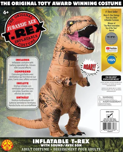 Vista 3 de Rubies Disfraz inflable de dinosaurio para adultos, para fiestas temáticas y Halloween