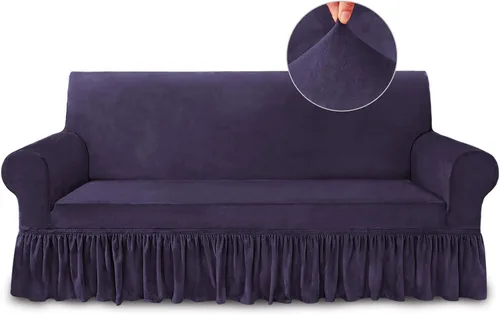 Vista 90 de NICEEC Funda para sofá biplaza, súper suave, 1 pieza, color rojo vino, elástica, universal, de elastano, para sala de estar, fácil ajuste, lavable
