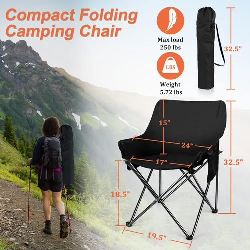 Vista 2 de Joyfair Silla de campamento al aire libre para adultos, sillas plegables grandes y portátiles con bolsa de transporte para patio, playa, pesca