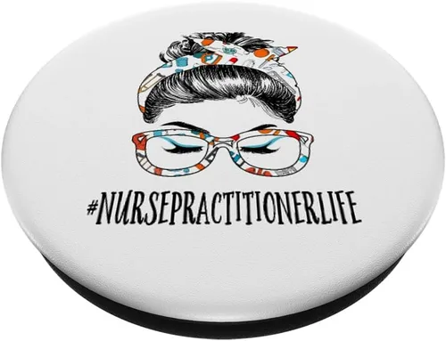 Vista 2 de Enfermera practicante Life Messy Hair Woman moño de cuidado de la salud PopSockets intercambiables PopGrip
