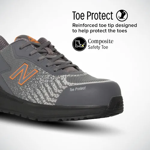 Vista 3 de New Balance Botas industriales Speedware con punta compuesta para hombre, grisnaranja, 10.5 de ancho