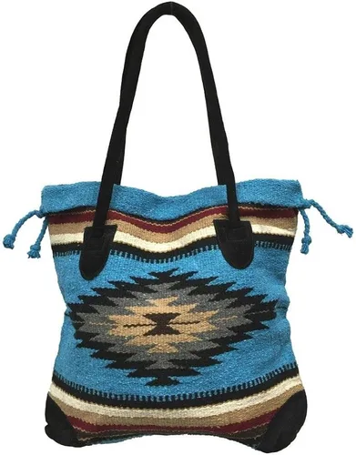 Vista 6 de Monterrey - Bolso de mano para mujer, tejido a mano, con estampado azteca del suroeste, asas G, Diseño G