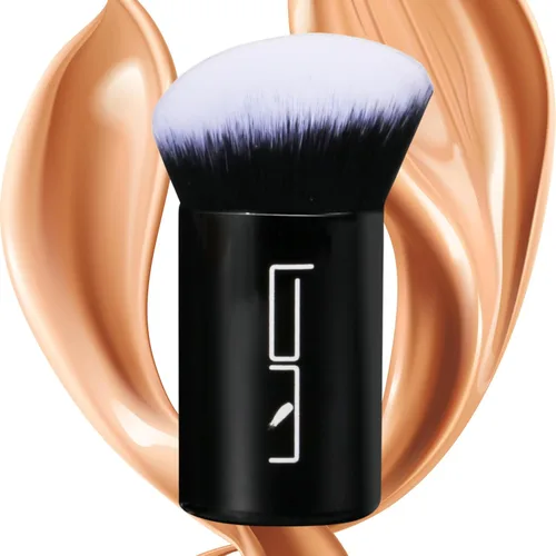 Vista 8 de Brocha de maquillaje retráctil Kabuki para rubor, bronceador, base, polvo, cepillo cosmético facial de viaje Negro