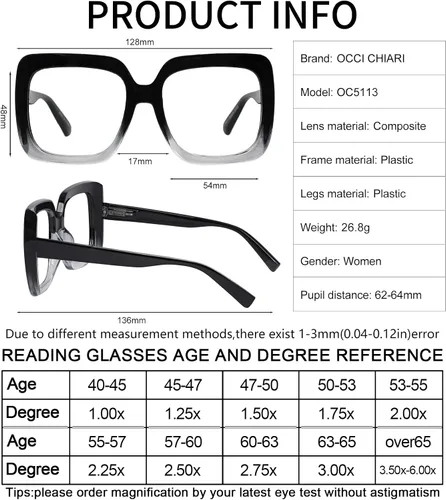 Vista 58 de OCCI CHIARI Gafas de lectura de moda para mujer y hombre