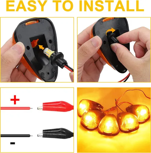 Vista 5 de 5X Luces de Señalización de Techo de Cabina LED Ámbar Luces de Holgura Superiores Compatibles con Ford 1999-2016 F150 F250 F350 F450 F550 Super Duty
