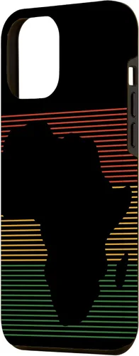 Vista 2 de Funda para iPhone 12 Pro Max Africa Silhouette, con líneas onduladas, color negro y mes de la historia