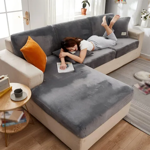 Vista 2 de Funda de cojín universal resistente al desgaste, fundas de almohada de terciopelo de 18 x 18 pulgadas, fundas antideslizantes separadas para sofá