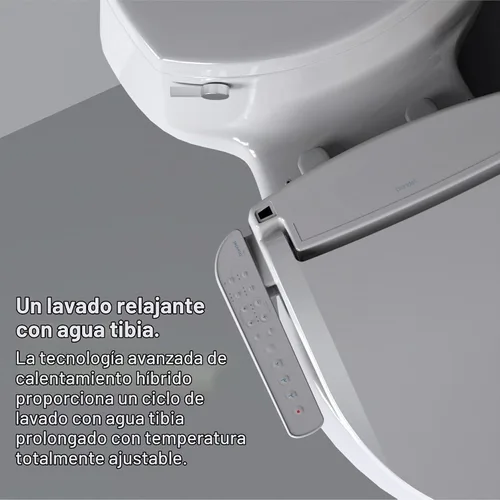 Vista 11 de Brondell LT89 - Asiento de inodoro con bidé eléctrico, se adapta a inodoros alargados, color blanco – Control lateral, lavado con agua caliente