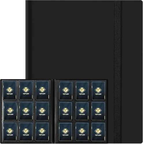 Vista 11 de Carpeta de cartas de 4 bolsillos para 160 fundas, carpeta de cartas álbum para colección de cartas intercambiables para cartas deportivas, cartas