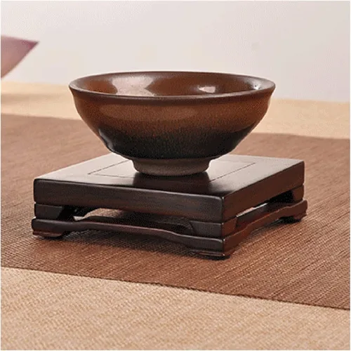 Vista 3 de Bonsái Pedestal de madera, base de jarrón rectangular clásico, jarrón de jade, piedra extraña, estatua de Buda, juego de té, adornos de bronce para 1