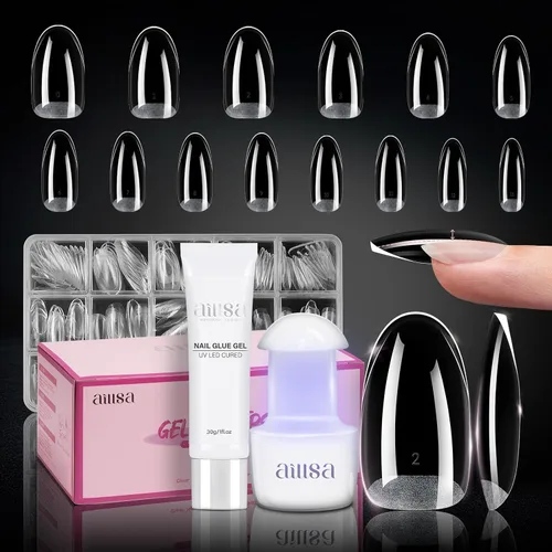 Vista 16 de AILLSA Kit de uñas de gel sólido pegamento para uñas para uñas postizas acrílicas, kit de extensión de uñas de gel con lámpara de uñas