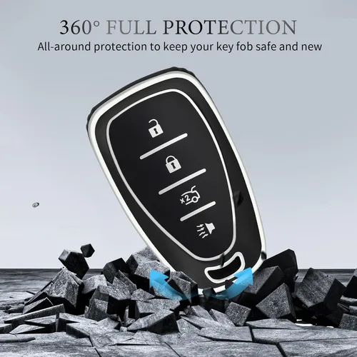 Vista 4 de OFFCURVE Funda para llavero de Chevy, protección completa, funda para llavero de automóvil para Chevrolet Malibu Equinox Camaro Cruze Tahoe Traverse