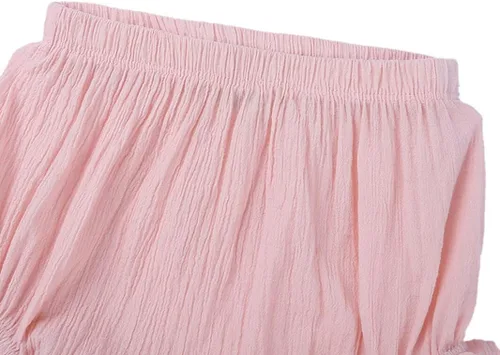 Vista 3 de Pantalones cortos de algodón y lino con volantes para bebés, niñas y niños pequeños, color sólido, básicos, holgados