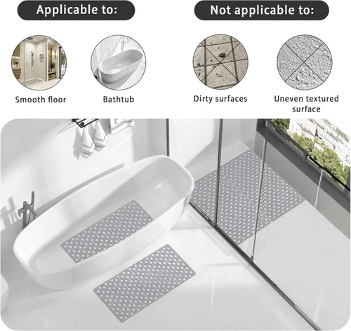Vista 9 de XIYUNTE Alfombra de Baño para Bañera Antideslizante Alfombra de Ducha - 28" x 15" Alfombra de Bañera TPE Suave Antideslizante Alfombras de Ducha