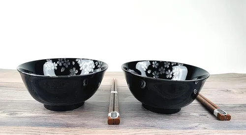 Vista 5 de JapanBargain 4689 - Juego de 2 cuencos y palillos de porcelana japonesa, cuencos de arroz y tazones de sopa, caja de regalo, fabricado en Japón